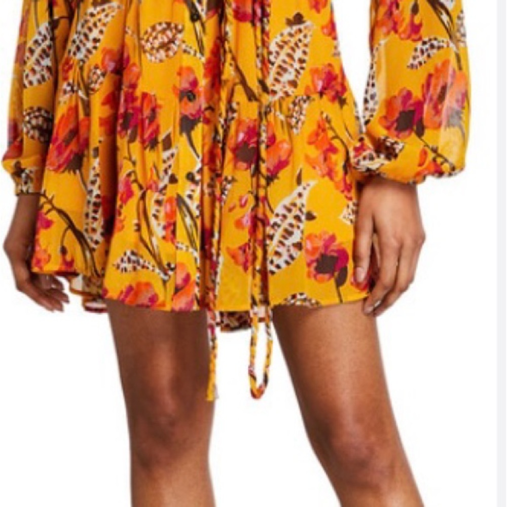 A.L.C. Jen Silk Floral Yellow Dress Size 12 - Picture 15 of 15